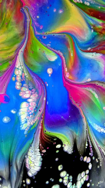 Schöne Bunte Gemischte Abstrakte Flüssige Malerei Acryl Vibrant Colors Paint — Stockfoto