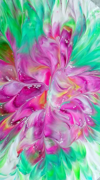 Beautiful Colorful Mixed Abstract Fluid Painting Acrylic Vibrant Colors Paint — Stock Photo, Image