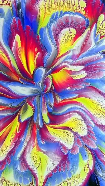 Beautiful Colorful Mixed Abstract Fluid Painting Acrylic Vibrant Colors Paint — Stock Photo, Image