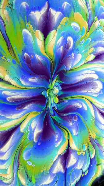 Beautiful Colorful Mixed Abstract Fluid Painting Acrylic Vibrant Colors Paint — Stock Photo, Image