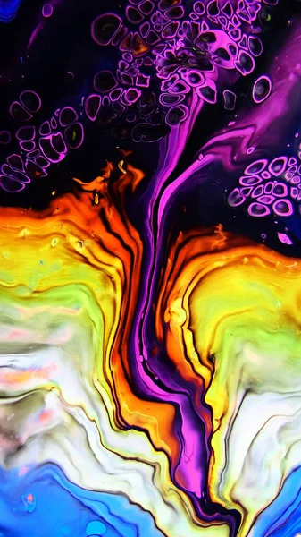 Beautiful Colorful Mixed Abstract Fluid Painting Acrylic Vibrant Colors Paint — Stock Photo, Image