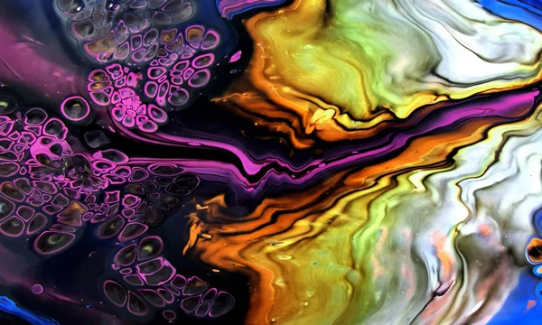 Belle Peinture Fluide Abstraite Mixte Colorée Acrylique Couleurs Vibrantes Peinture — Photo