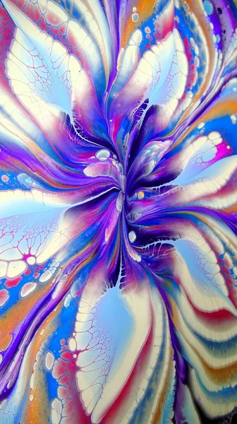 Belle Peinture Fluide Abstraite Mixte Colorée Acrylique Couleurs Vibrantes Peinture — Photo