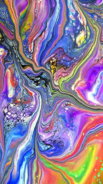 Красивая Красочная Смешанная Абстрактная Жидкостная Живопись Acrylic Vibrant Colors Краска — стоковое фото