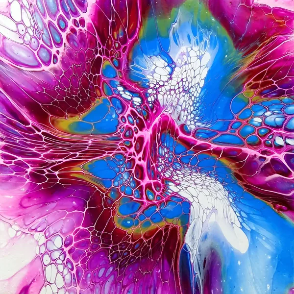 Красивая Красочная Смешанная Абстрактная Жидкостная Живопись Acrylic Vibrant Colors Краска — стоковое фото