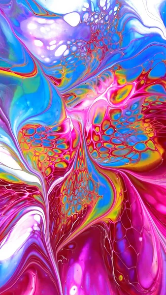 Beautiful Colorful Mixed Abstract Fluid Painting Acrylic Vibrant Colors Paint — Stock Photo, Image