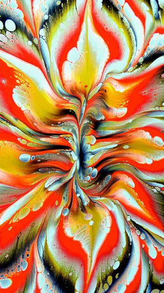 Krásné Barevné Smíšené Abstraktní Tekuté Malby Akrylové Zářivé Barvy Malování — Stock fotografie