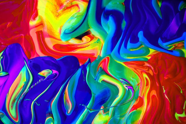 Beautiful Colorful Mixed Abstract Fluid Painting Acrylic Vibrant Colors Paint — Stock Photo, Image