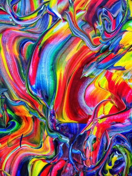 Красивая Красочная Смешанная Абстрактная Жидкостная Живопись Acrylic Vibrant Colors Краска — стоковое фото