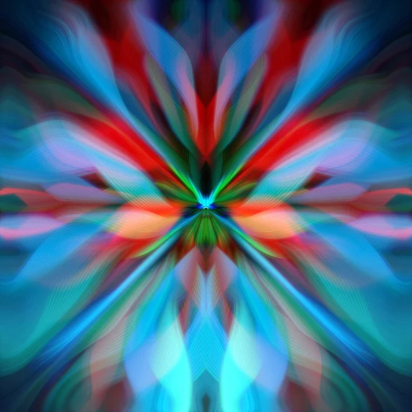 Záhadná Barevná Květinová Fraktální Neonová Světla Bezešvé Vzor Jemné Umění — Stock fotografie