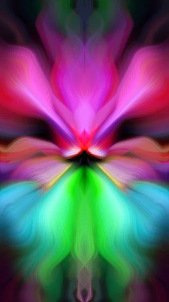 Gizemli Renkli Floral Fraktal Neon Işıkları Kusursuz Desenli Güzel Sanat — Stok fotoğraf