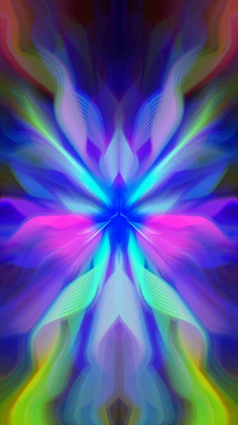 Mysterieuze Kleurrijke Bloemen Fractal Neon Lichten Naadloos Patroon Fijne Kunst — Stockfoto