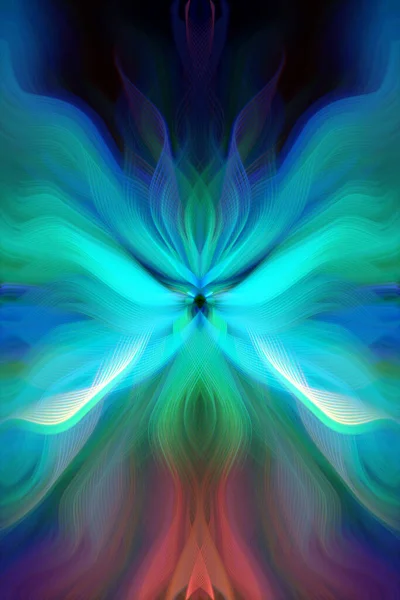 Tajemnicze Kolorowe Kwiatowe Neony Fraktalne Płynny Wzór Fine Art Gradient — Zdjęcie stockowe