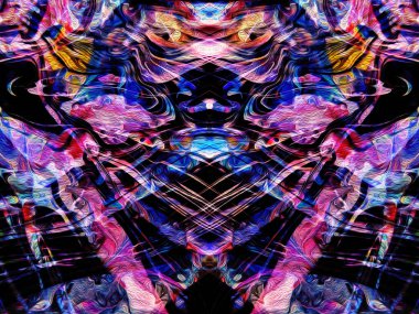 Ev dekorasyonu için Fraktal Sanat Dijital Boyama. Fantezi Efekti Bulanık Işık Örtüsü. Akrilik canlı renklerin yoğun renkli karışımı. Modern modern sanat. Moda Yağlı Boya Duvar Kağıdı Arkaplanı