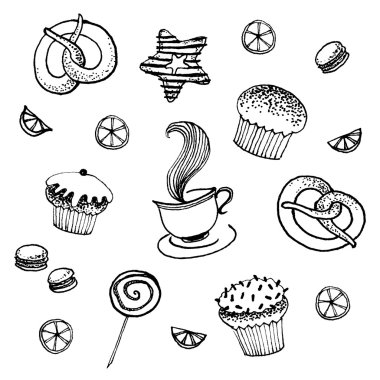 Tatlı çörekler ve diğer pasta sevindirdi ayarla