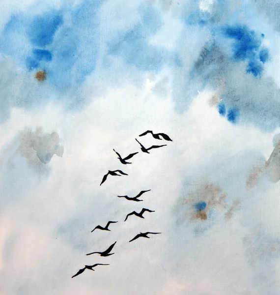 Vogels in de lucht Rechtenvrije Stockafbeeldingen