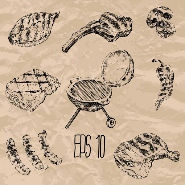 Küme ızgara. Vektör el çizilen illüstrasyon.