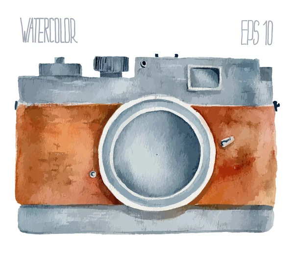 Retro fotoğraf makinesi. Vektör suluboya resim.