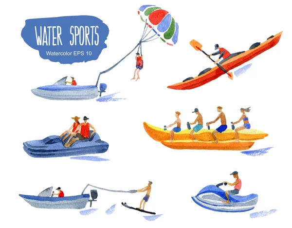 Водні види спорту. Векторна акварельна ілюстрація . — стоковий вектор