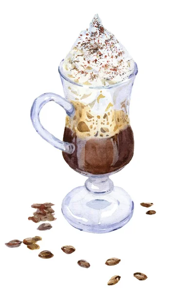 İrlanda kahvesi. Suluboya resim.