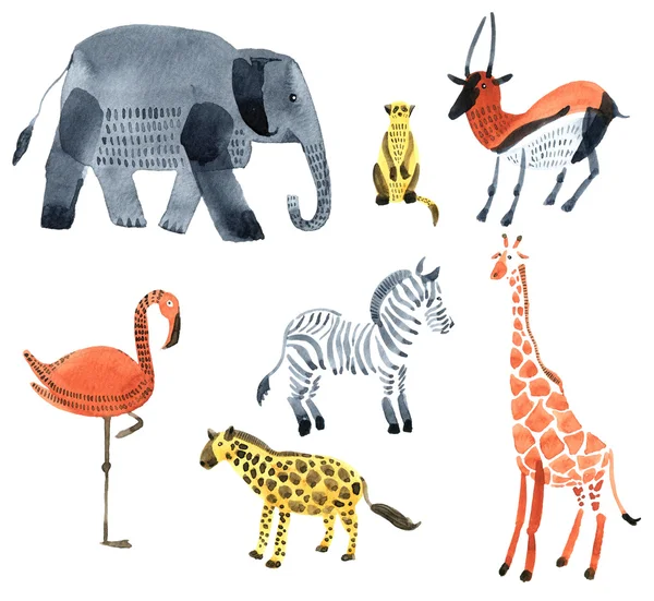 Safari animals. Watercolor illustration.