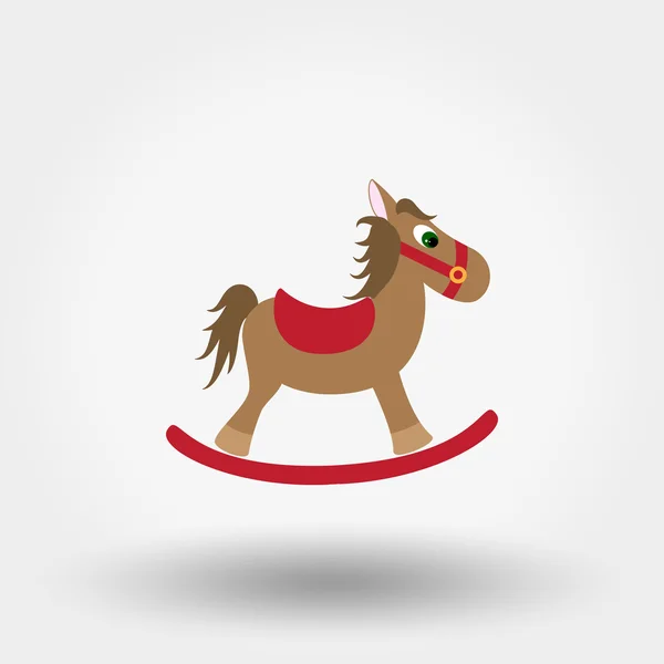 Rocking horse speelgoed. Platte pictogram. — Stockvector