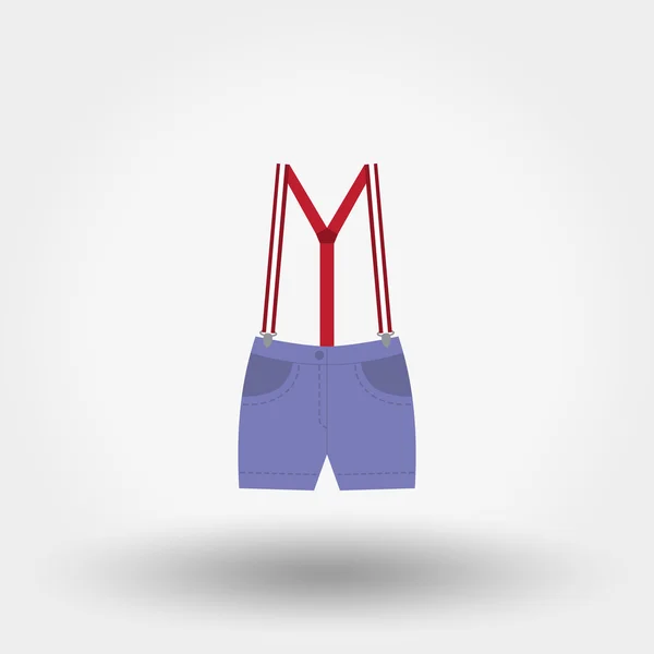 Shorts mit Hosenträgern. Strampler. Symbol. — Stockvektor
