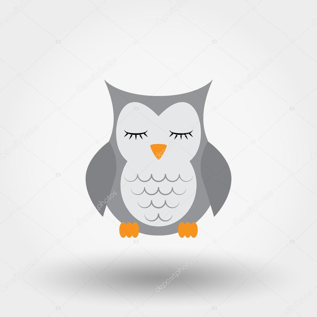 Sleeping owl. Stuffed toy. Icon for web and mobile application. Vector illustration on a white background. Flat design style.