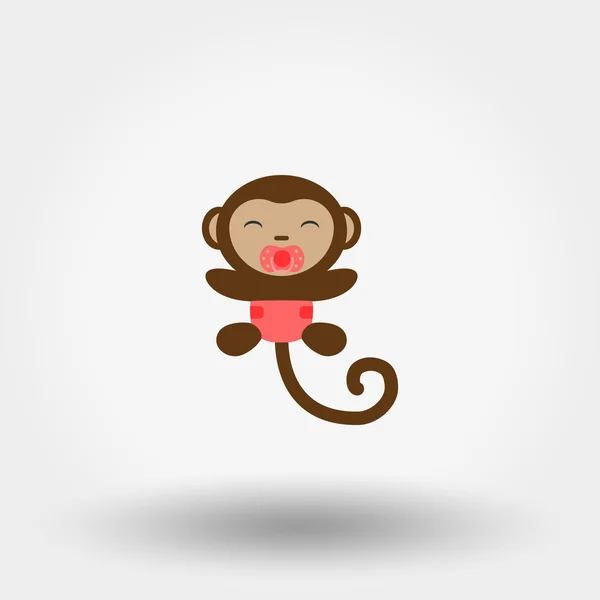 Macaco numa fralda com uma chupeta. Ícone . —  Vetores de Stock