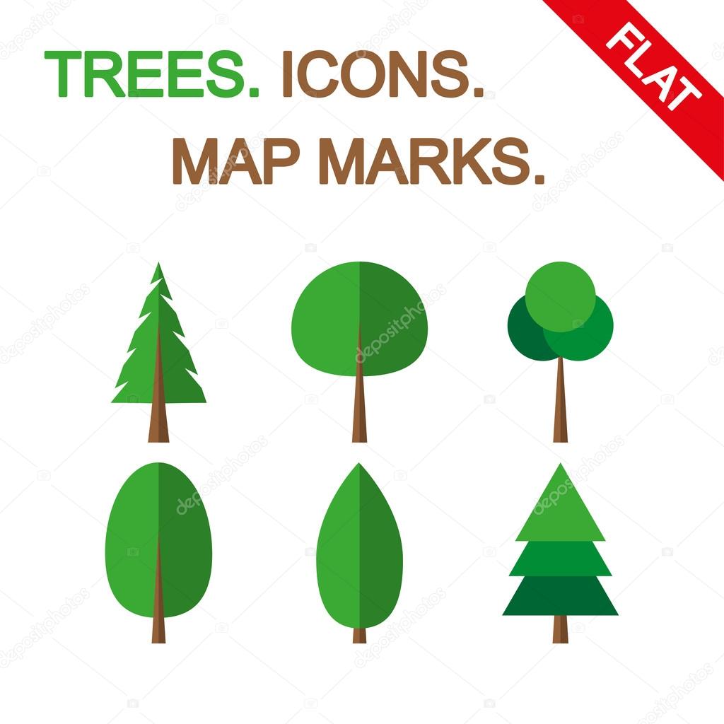 Tree icon set. Map marks. — Stock Vector © elen88 #108961526
