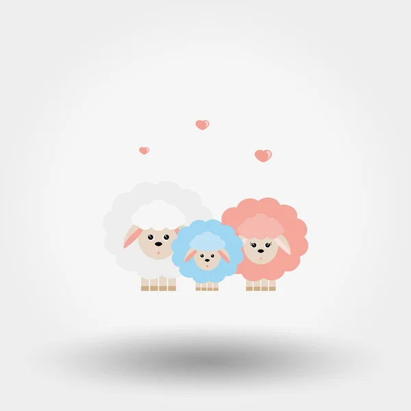 Family of sheep. — Stock Vector