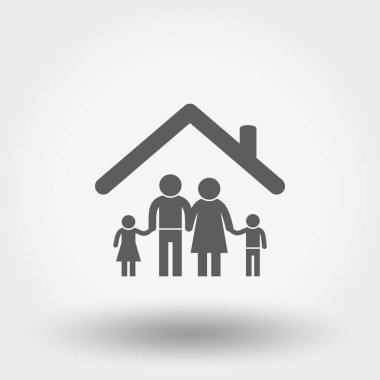 Aile ikonu. Siluet. Vektör çizimi. Düz tasarım biçimi.