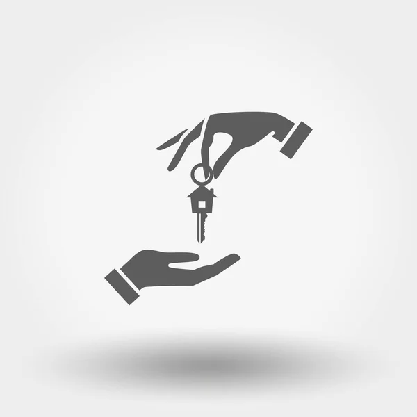 Übergabe der Hausschlüssel von Hand zu Hand. — Stockvektor