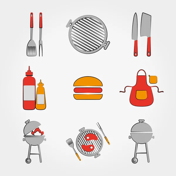 Zestaw grill. — Wektor stockowy