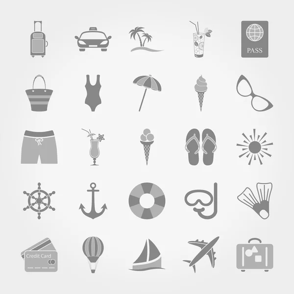 Yaz, seyahat ve tatil Icon set.