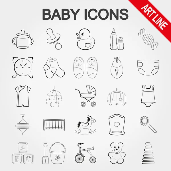 Colección de iconos bebé lindo . — Vector de stock