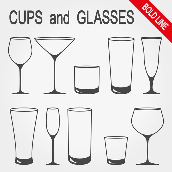 Cups and glasses. — Stock Vector