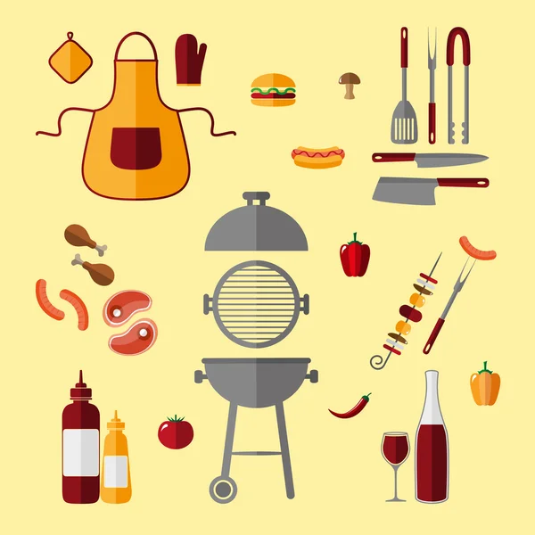 Zestaw ikon BBQ. — Wektor stockowy