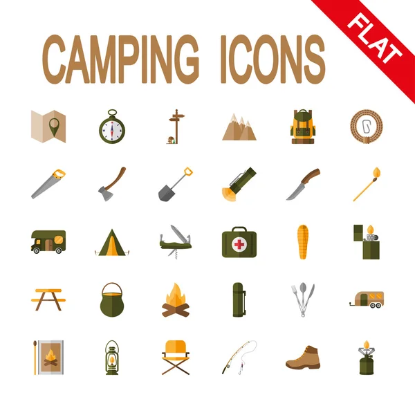 Conjunto de ícones Camping . — Vetor de Stock