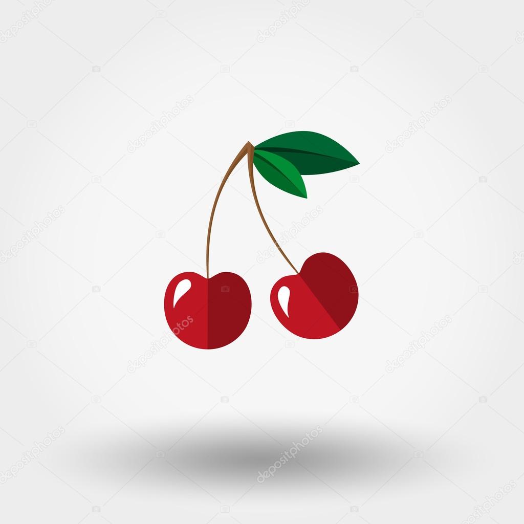 Cherry icon. Flat.
