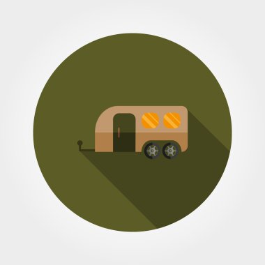 Seyahat römork düz simgesi.