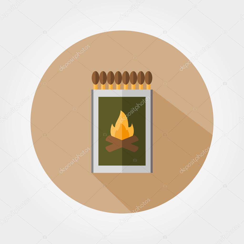 Match box. Icon for web and mobile application. Vector illustration of a button with a long shadow. Flat design style