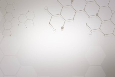 Moleküllerin soyut arka planı. Kimya altıgen yapısı. Moleküler araştırma. Altıgen kafesin moleküler yapısı. arkaplan