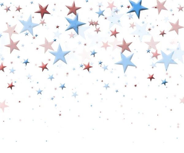 Eine Streuung Roter Und Blauer Sterne Auf Weißem Hintergrund Feierlicher — Stockfoto