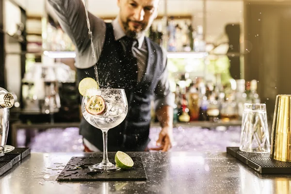 Barman is making cocktail Stock Image