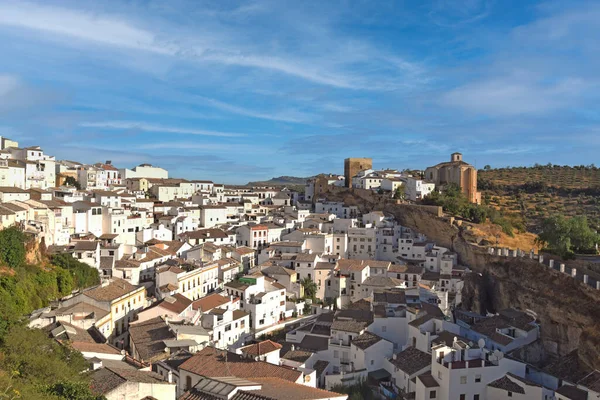 Vista Aérea Skyline Uma Das Belas Aldeias Brancas Província Cádiz — Fotografia de Stock