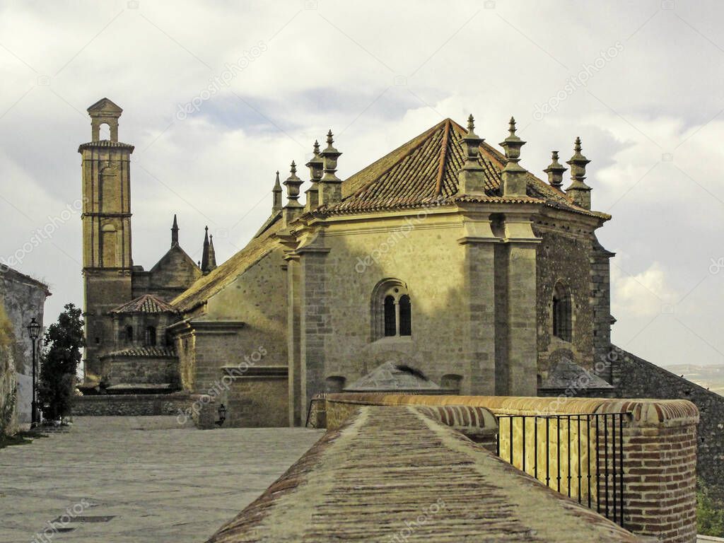 Detail of a part of the facade of the Royal Collegiate church of Santa Maria la Mayor in Antequera, Malaga, Andalusia, Spain