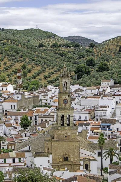 Výhled Kostel Město Constantina Jeden Nejkrásnějších Severní Seville Hory Andalusie — Stock fotografie