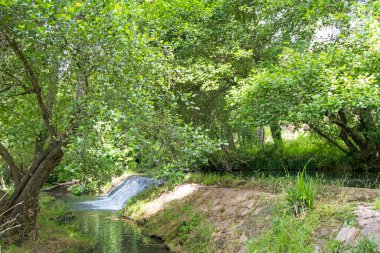 Small waterfall in Hueznar river in San Nicolas del Puerto, Seville, Andalusia, Spain