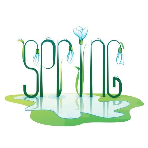 Bahar tasarımı yazı. Renk vektör çizim.